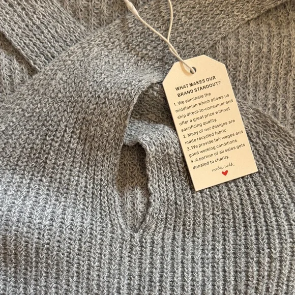 A Classy Chic Boutique Off-the-Shoulder Gray Sweater - Picture 6 of 9